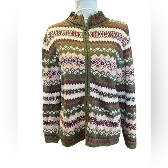 Casual Corner Annex Zippered Cardigan Sweater Size Medium Fall Colors - Picture 1 of 5